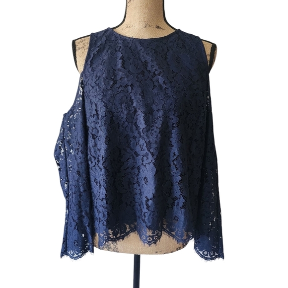 NWT Joie Abay Cold Shoulder Lace Blouse - Large - Picture 8 of 13